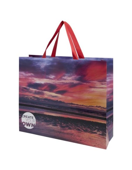 Borsa di carta da 230 g/m² con manici a nastro e laminazione opaca  Smartfold- 42 x 12 x 35 cm