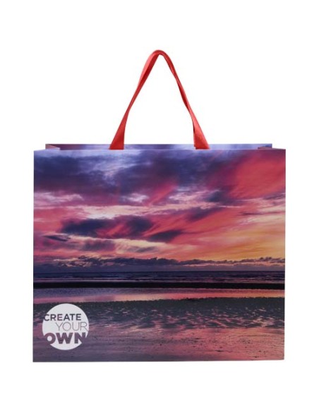 Borsa di carta da 230 g/m² con manici a nastro e laminazione opaca  Smartfold- 42 x 12 x 35 cm