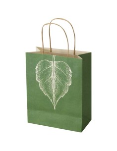 Borsa in carta riciclata da scarti di prodotti agricoli da 150 g/m² con manici intrecciati - 18 x 9 x 23 cm