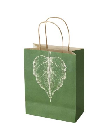Borsa in carta riciclata da scarti di prodotti agricoli da 150 g/m² con manici intrecciati - 18 x 9 x 23 cm