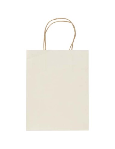 Borsa in carta riciclata da scarti di prodotti agricoli da 150 g/m² con manici intrecciati - 18 x 9 x 23 cm