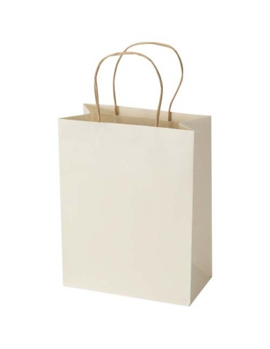 Borsa in carta riciclata da scarti di prodotti agricoli da 150 g/m² con manici intrecciati - 18 x 9 x 23 cm