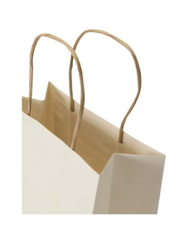 Borsa in carta riciclata da scarti di prodotti agricoli da 150 g/m² con manici intrecciati - 18 x 9 x 23 cm