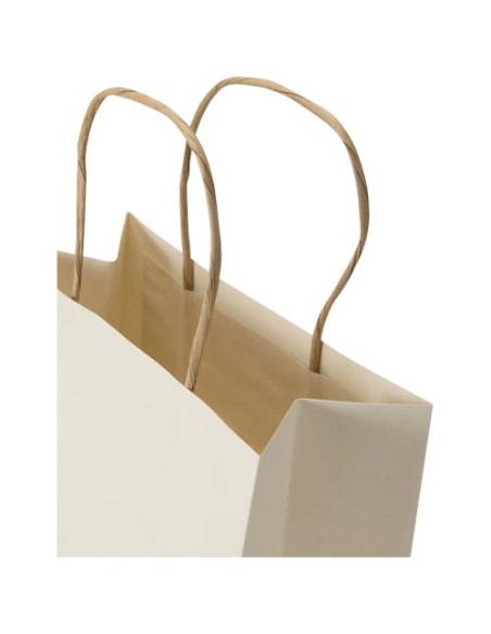 Borsa in carta riciclata da scarti di prodotti agricoli da 150 g/m² con manici intrecciati - 18 x 9 x 23 cm