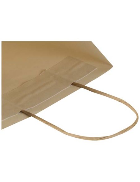 Borsa in carta riciclata da scarti di prodotti agricoli da 150 g/m² con manici intrecciati - 18 x 9 x 23 cm