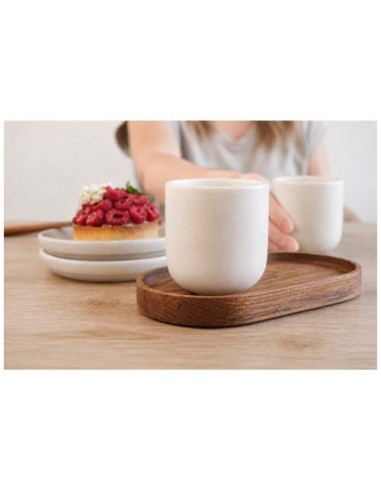 Set Originalhome vassoio ovale in legno e tazze in ceramica da 150 ml 