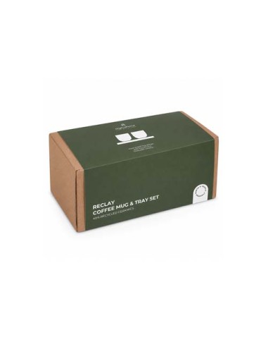 Set Originalhome vassoio ovale in legno e tazze in ceramica da 150 ml 