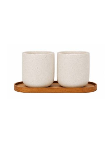 Set Originalhome vassoio ovale in legno e tazze in ceramica da 150 ml 