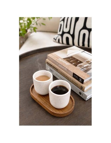 Set Originalhome vassoio ovale in legno e tazze in ceramica da 150 ml 