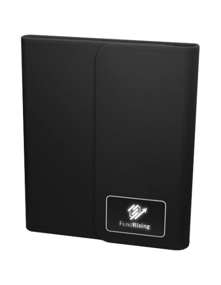Blocco note formato A5 con power bank wireless da 5 W/4000 mAh e logo luminoso SCX.design O18