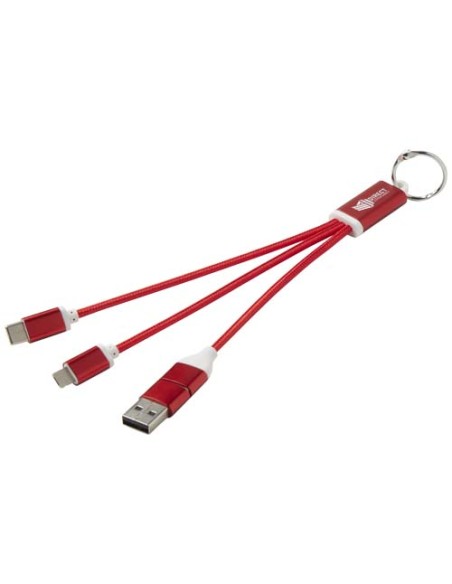 Cavo di ricarica in alluminio riciclato 4 in 1 con portachiavi Metal