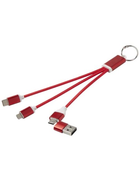 Cavo di ricarica in alluminio riciclato 4 in 1 con portachiavi Metal