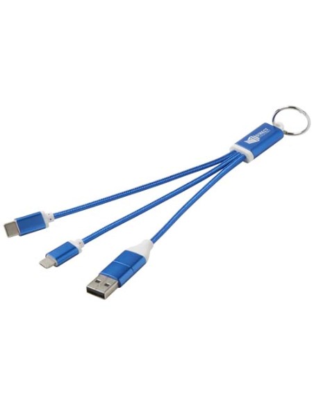 Cavo di ricarica in alluminio riciclato 4 in 1 con portachiavi Metal