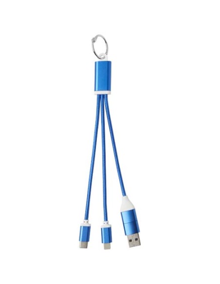 Cavo di ricarica in alluminio riciclato 4 in 1 con portachiavi Metal