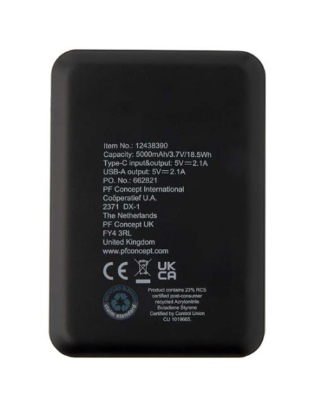 Power bank da 5000 mAh di Tipo C in plastica riciclata Asama