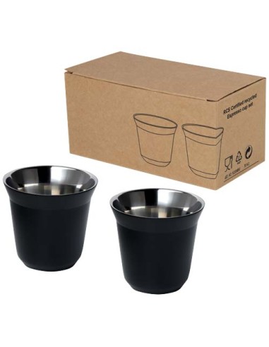  Set di tazze per caffè espresso in acciaio inossidabile certificato RCS da 80 ml Duo 