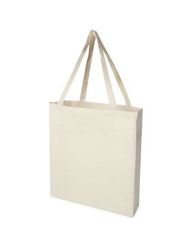 Tote bag a soffietto in cotone riciclato certificato GRS da 140 g/m² Madras