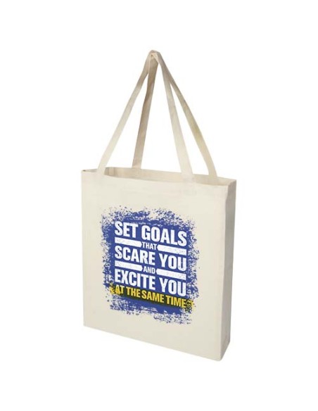 Tote bag a soffietto in cotone riciclato certificato GRS da 140 g/m² Madras