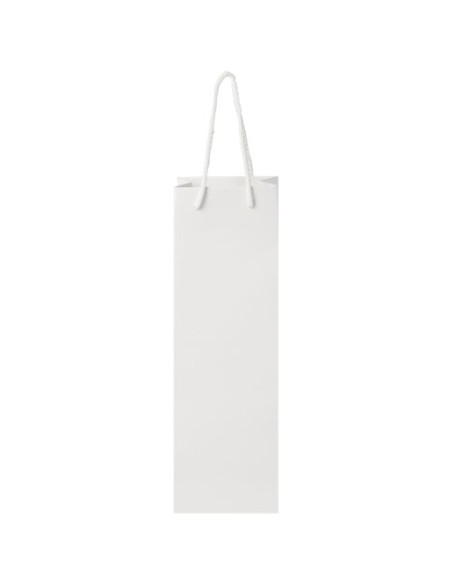 Sacchetto in carta integra da 170 g/m2 per bottiglia di vino realizzato a mano con manici di plastica - 12 x 9 x 37 cm