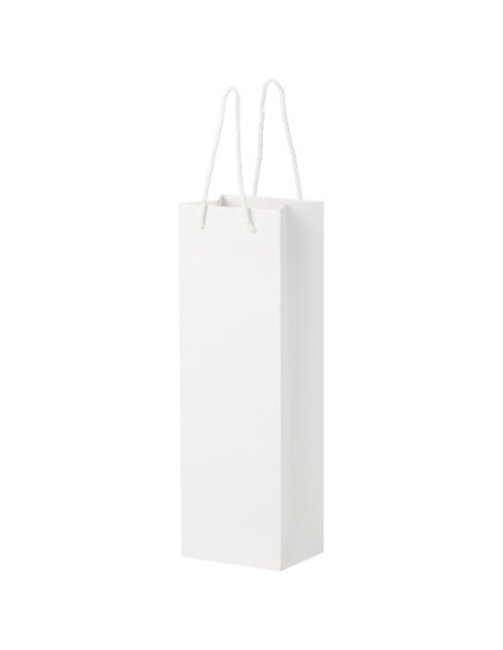 Sacchetto in carta integra da 170 g/m2 per bottiglia di vino realizzato a mano con manici di plastica - 12 x 9 x 37 cm