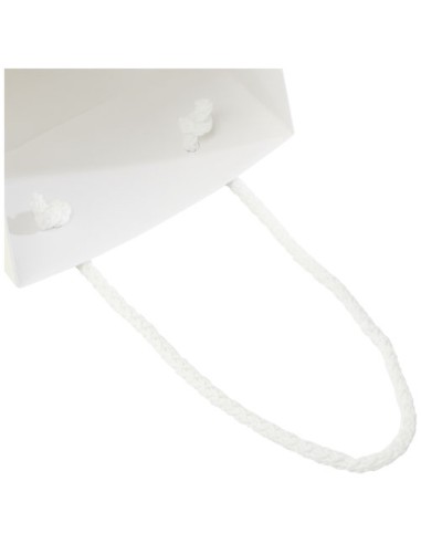 Sacchetto in carta integra da 170 g/m2 per bottiglia di vino realizzato a mano con manici di plastica - 12 x 9 x 37 cm