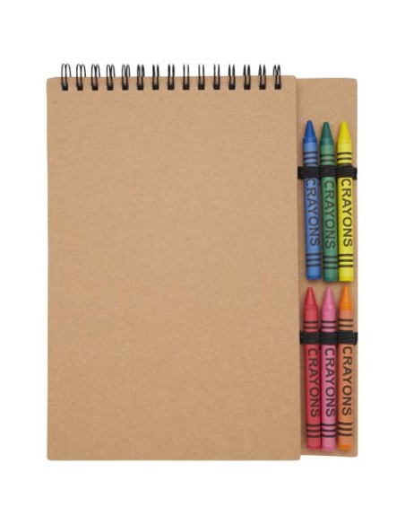 Quaderno a spirale formato A5 con copertina morbida e set di pastelli Doodle
