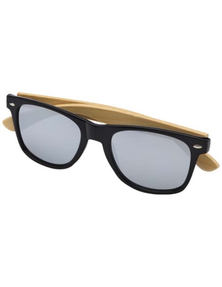 Occhiali da sole in bambù con rivestimento nero Arlo