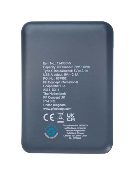 Power bank da 5000 mAh di Tipo C in plastica riciclata Asama